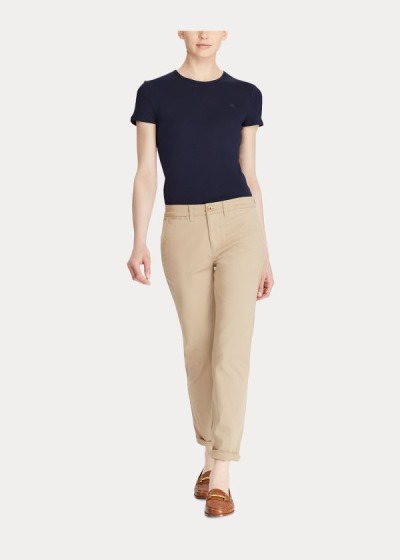 Pantalones Ralph Lauren Mujer Marrom - Stretch Cotton Skinny - STLAY6143